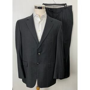 VTG Burberry London wool 2-piece pin-stripe 2-button blazer pants suit 42R/37W